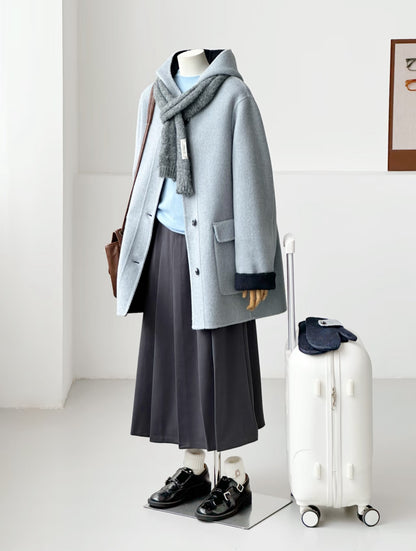 Bivor Two-tone Wool Jacket with Gloves - Blue