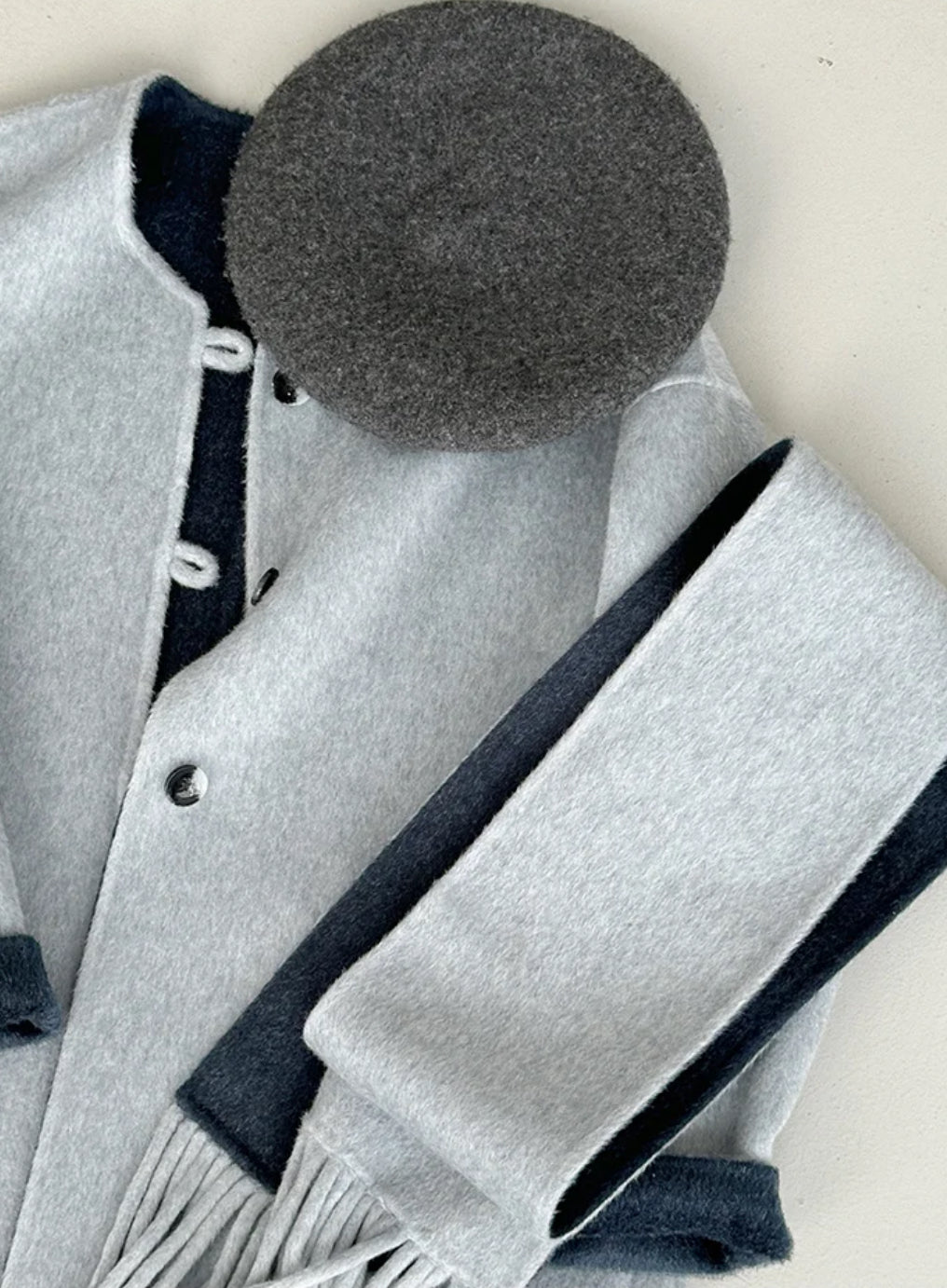 Aria Reversible 100% Wool Jacket with Scarf - 4 colors