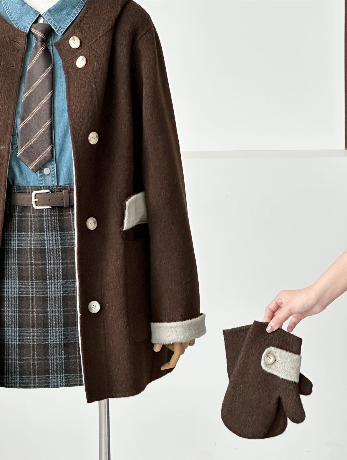 Bivor Two-tone Wool Jacket with Gloves - 2 Colors