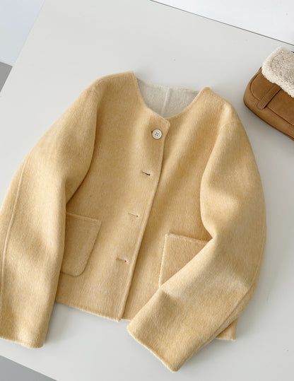 ‘Aria’ Reversible Yellow Wool Jacket