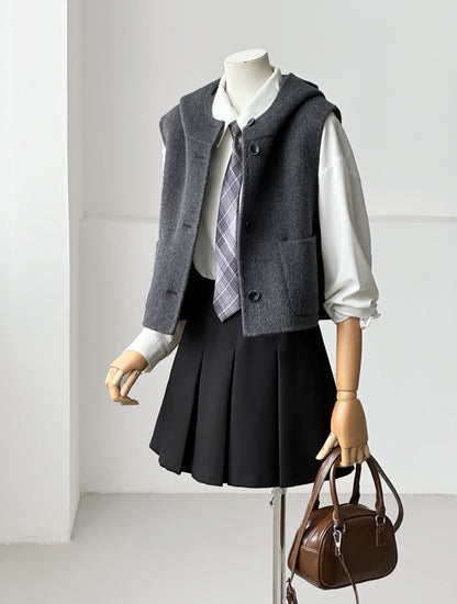 Dualis 3 in 1 longline wool coat and vest set