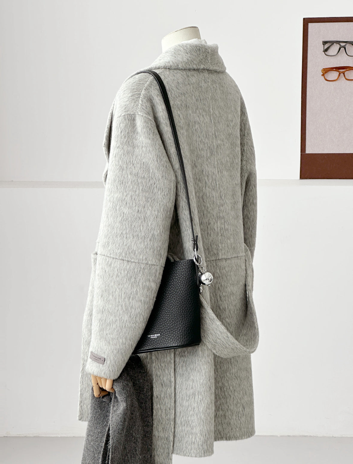 Velin Wide Lapel Belted Wool Coat - Gray