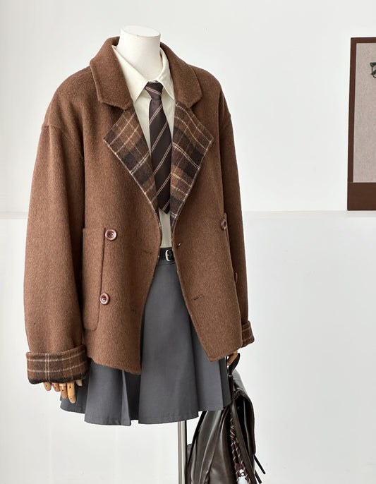 Aria Short Reversible Wool Coat