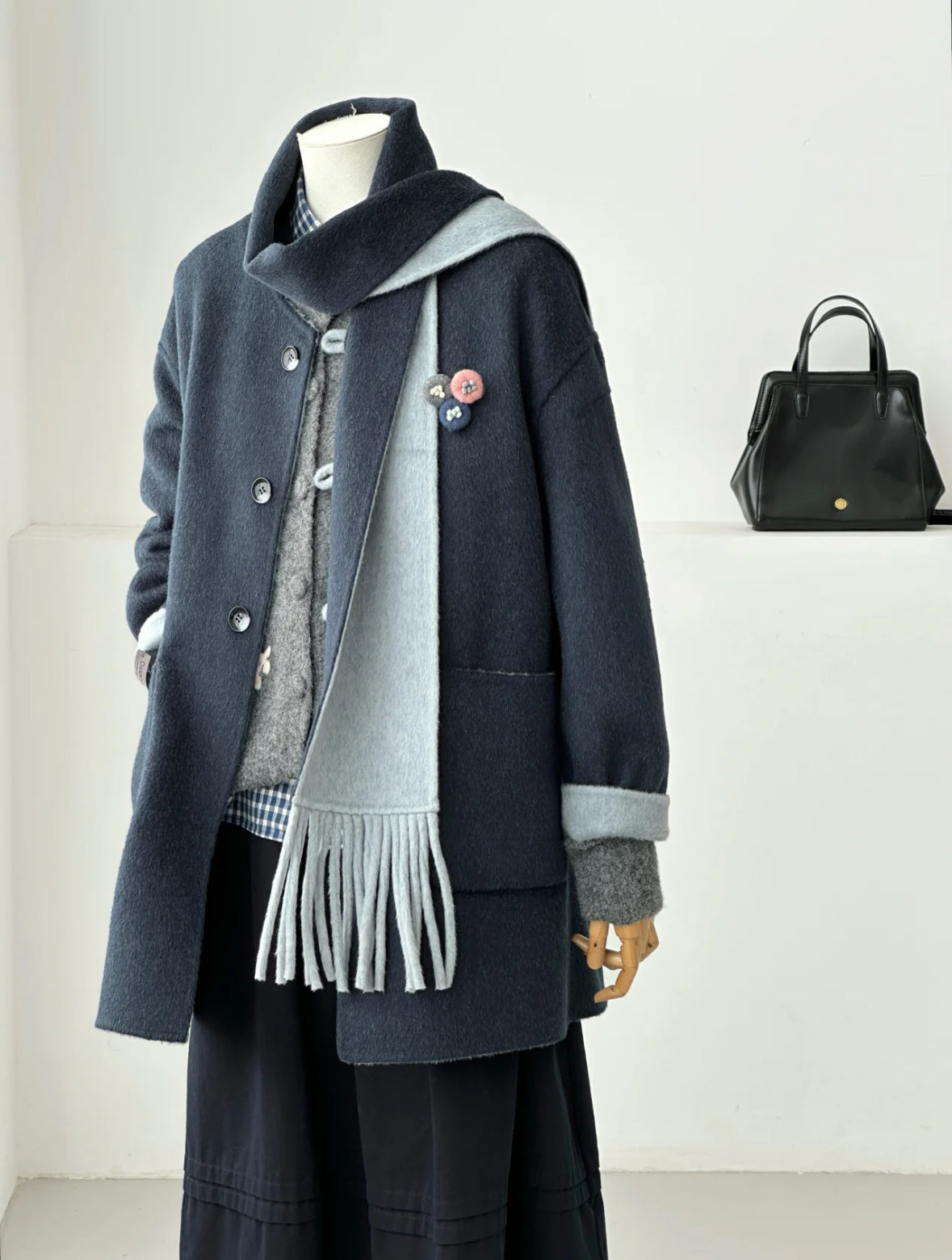 Aria Reversible 100% Wool Jacket with Scarf - 4 colors