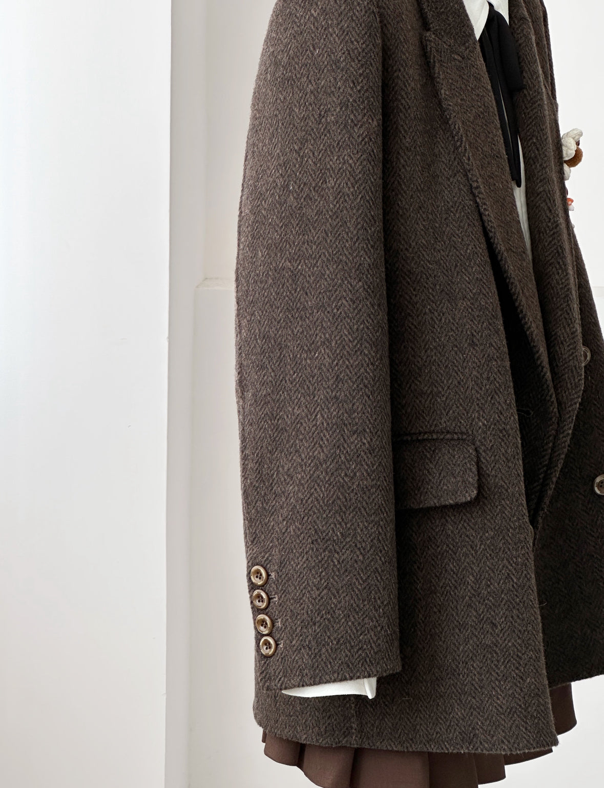 Ember Herringbone Wool Blazer - Brown