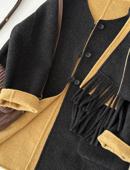 Aria Reversible 100% Wool Jacket with Scarf - 4 colors