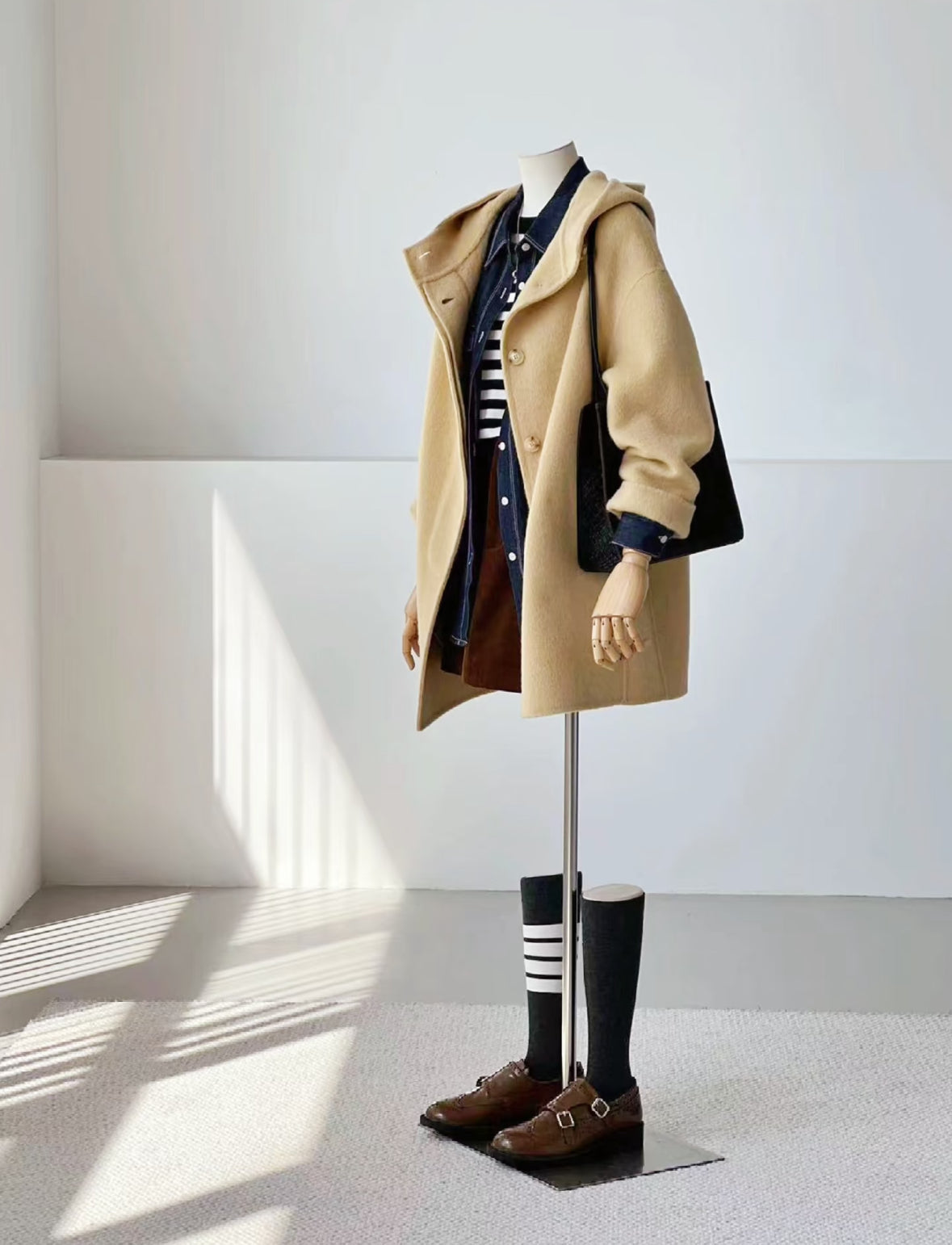 Sera Hooded Wool Jacket - Mustard