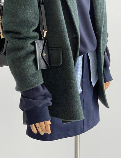 Ember 100% Wool Double-breasted Blazer - Green