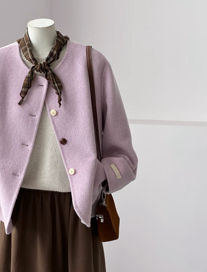 Lysa Cashmere Blended Short Wool Jacket - 2 Color