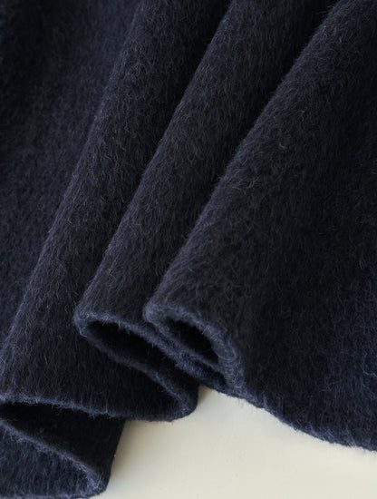 Velora Sleeveless Suri Wool Cape - Navy