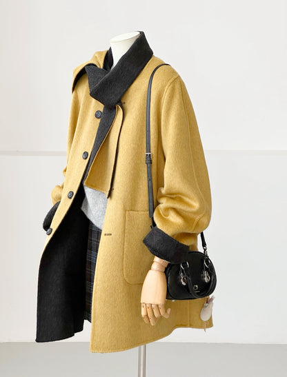 Aria Reversible 100% Wool Jacket - Scarf-style collar