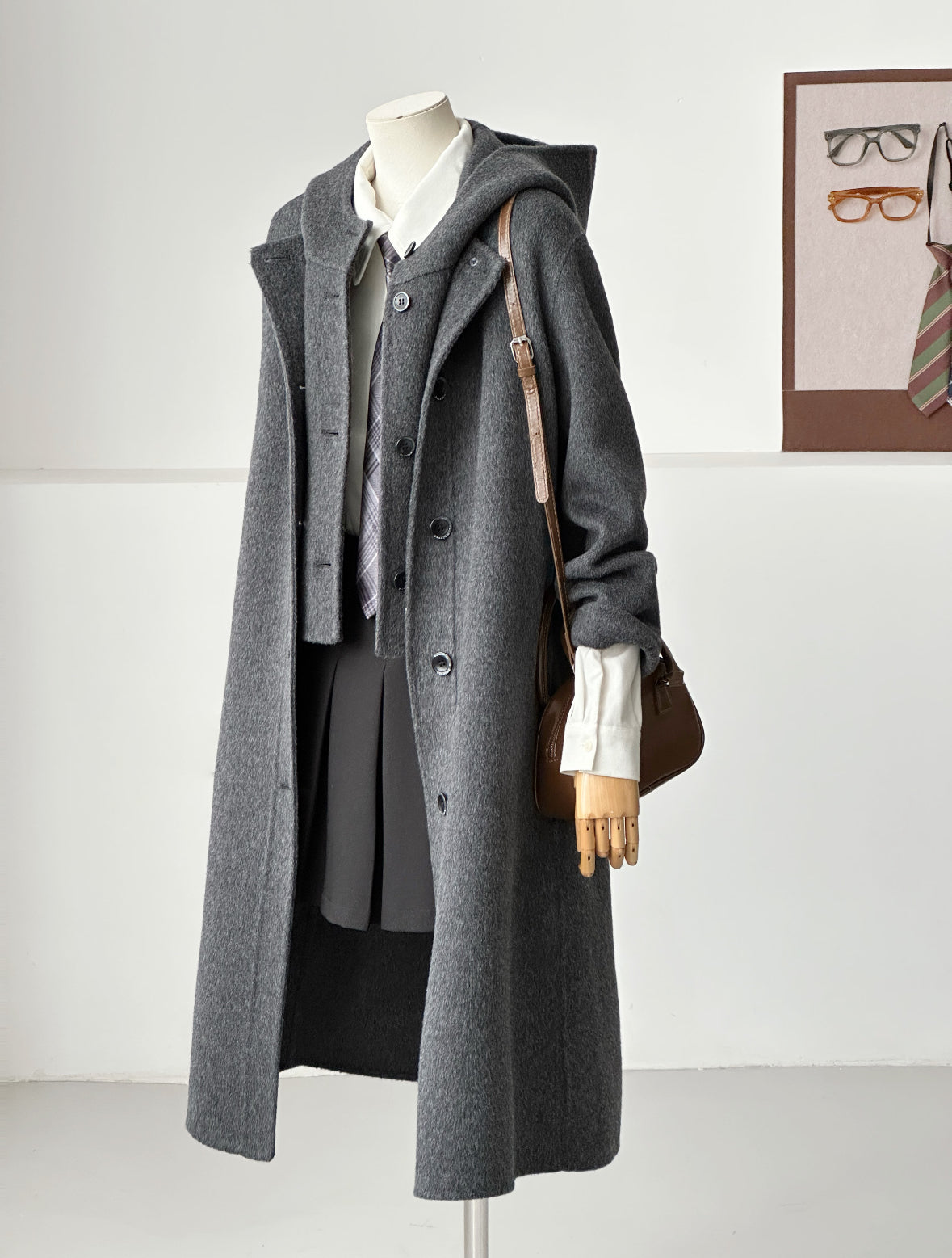 Dualis 3 in 1 longline wool coat and vest set