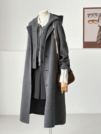 Dualis 3 in 1 longline wool coat and vest set