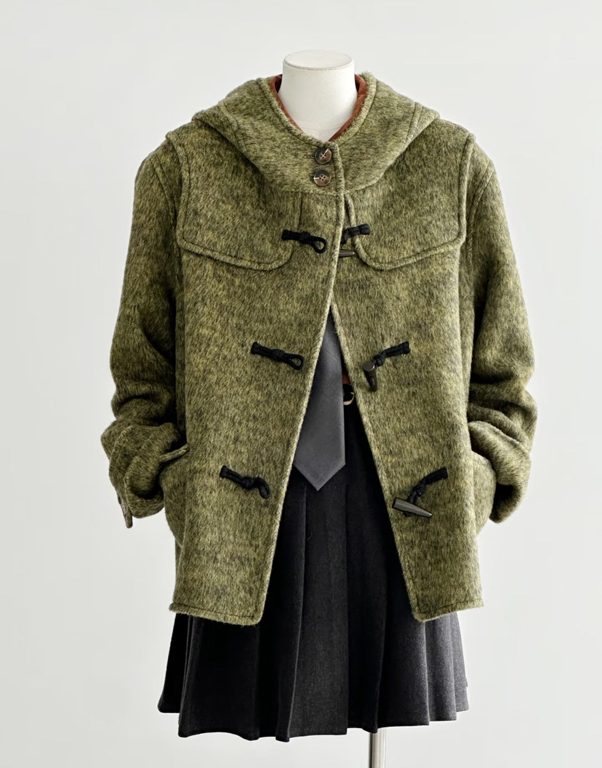 Pre-order ‘Monet'  Toggled Short Wool Jacket - Vivid Green