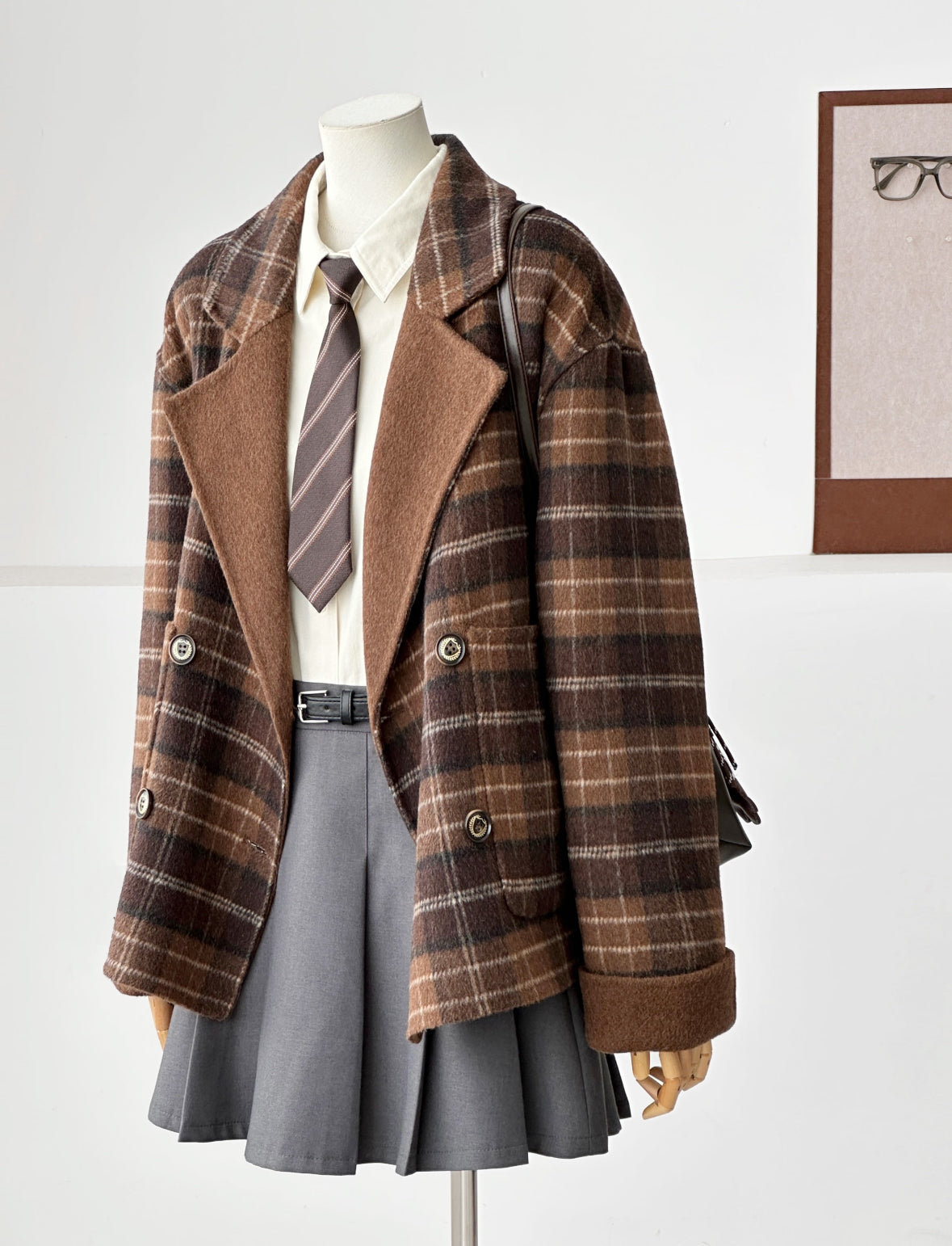 Aria Short Reversible Wool Coat