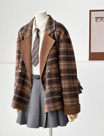 Aria Short Reversible Wool Coat