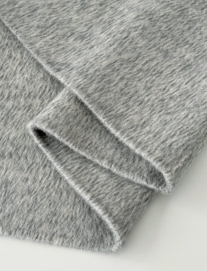 Velin Wide Lapel Belted Wool Coat - Gray