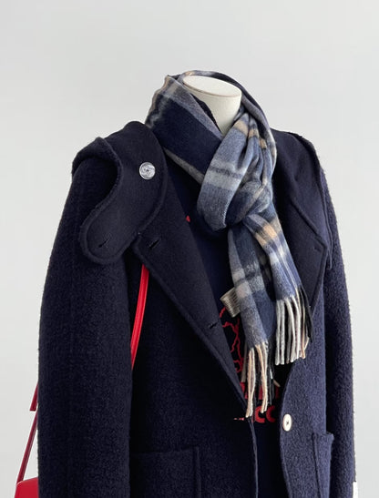 Pre-order ‘Cleo’ Mid-Length Navy Blue 100% Wool Hooded Jacket