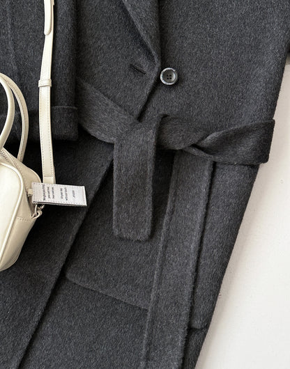 Sage Longline Belted Trench Coat - Black