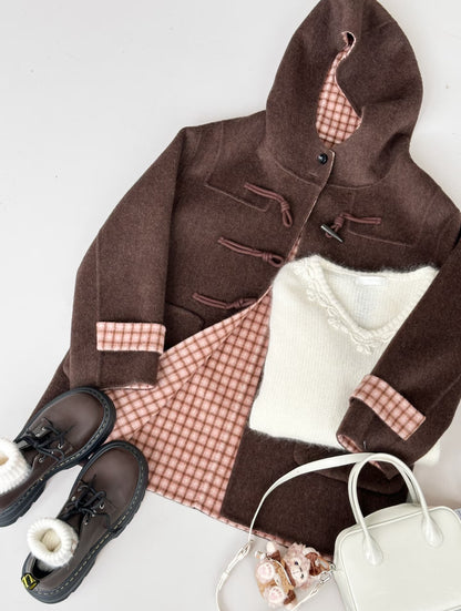 ‘Fern ‘ Hooded Toggle Wool Jacket