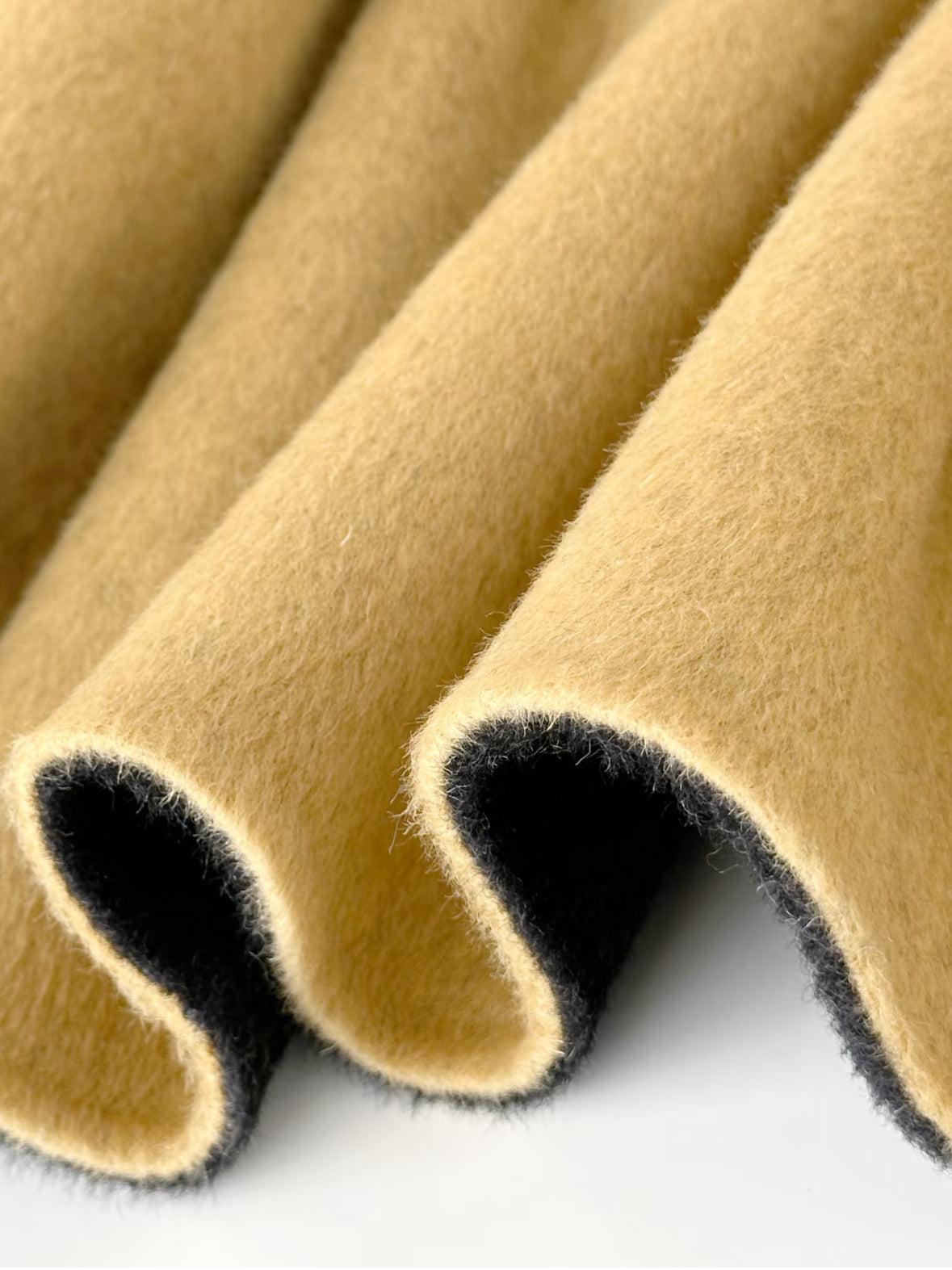 Clara Mid-Length Two-tone Hooded Jacket - Mustard