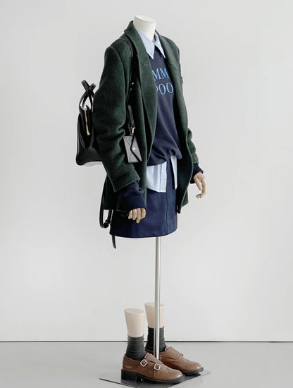 Ember 100% Wool Double-breasted Blazer - Green