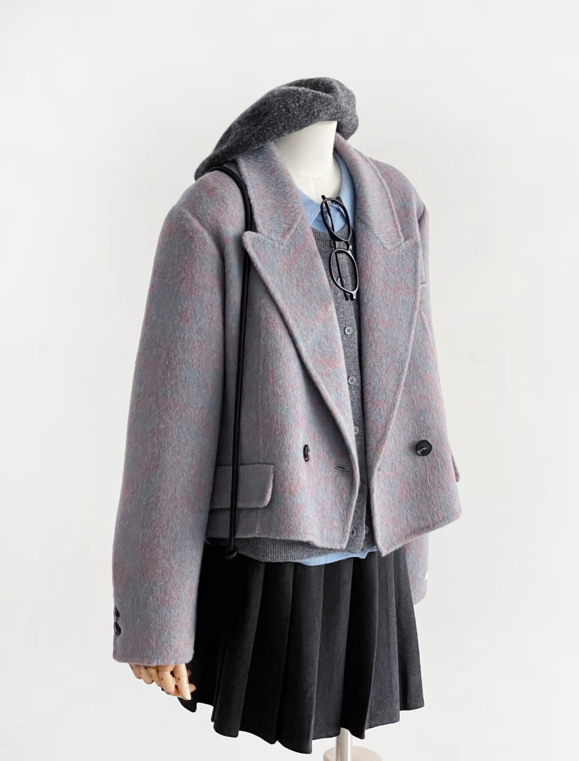 ‘Veyra’ Double-Faced Short Women Blazer (Purple)