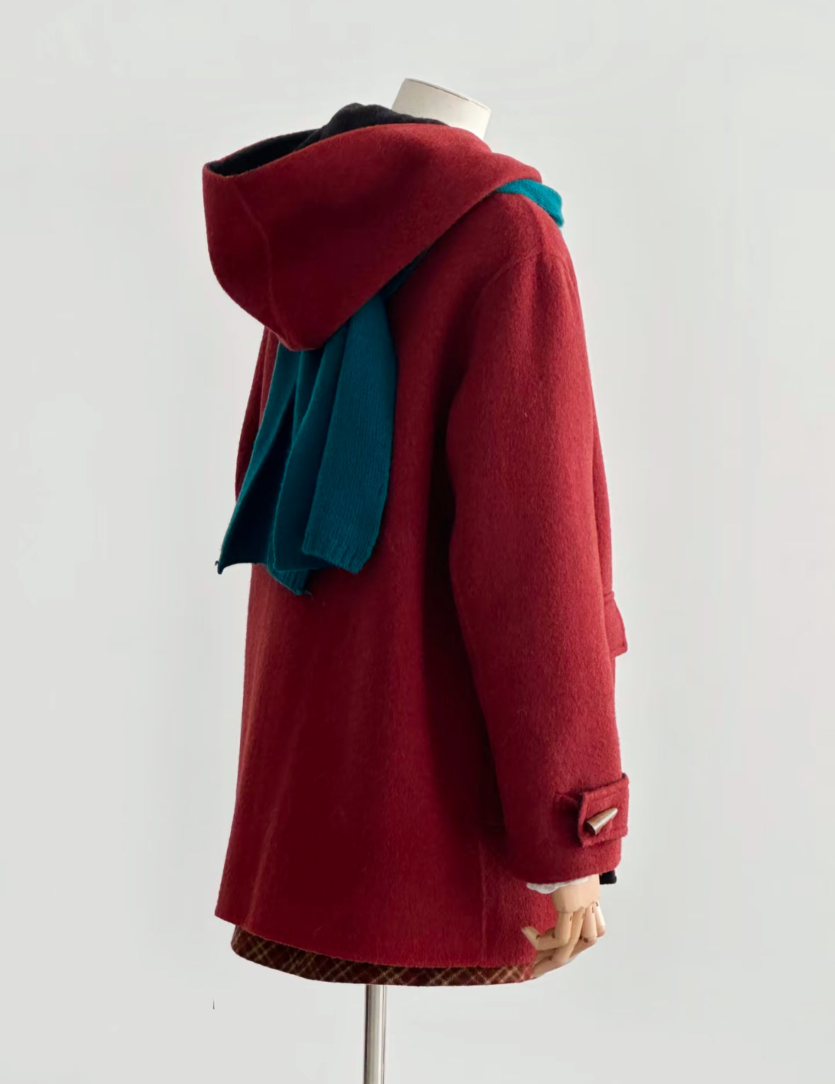 Pre-order ‘Scarlett’ Mid-Length 100% Burgundy Wool Hooded Jacket