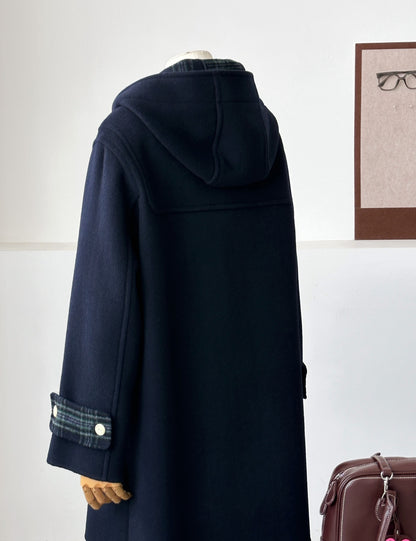 Fern Hooded Duffle Coat - Navy