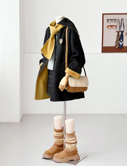 Aria Reversible 100% Wool Jacket - Scarf-style collar