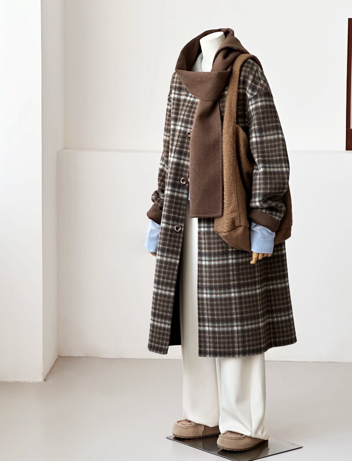 Aria Longline Reversible Wool Coat with Scarf