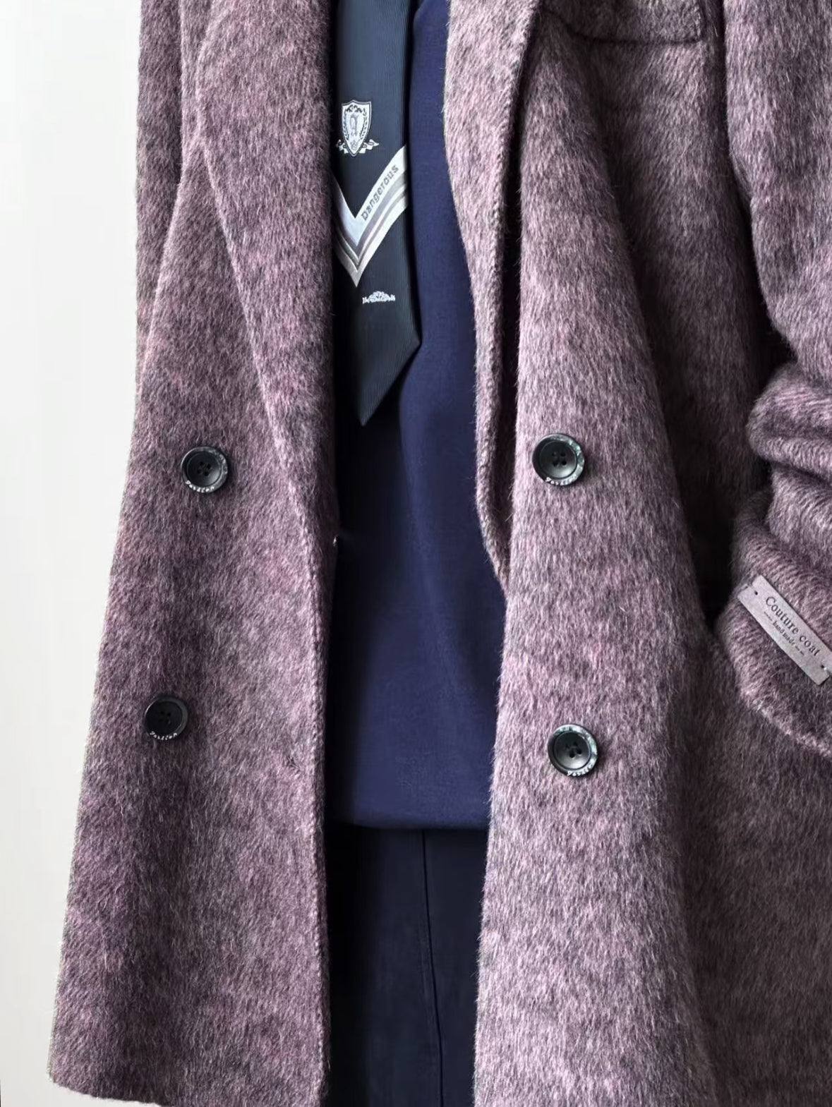 Ember Wool Double-breasted Blazer -Purple