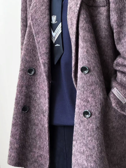 Ember Wool Double-breasted Blazer -Purple