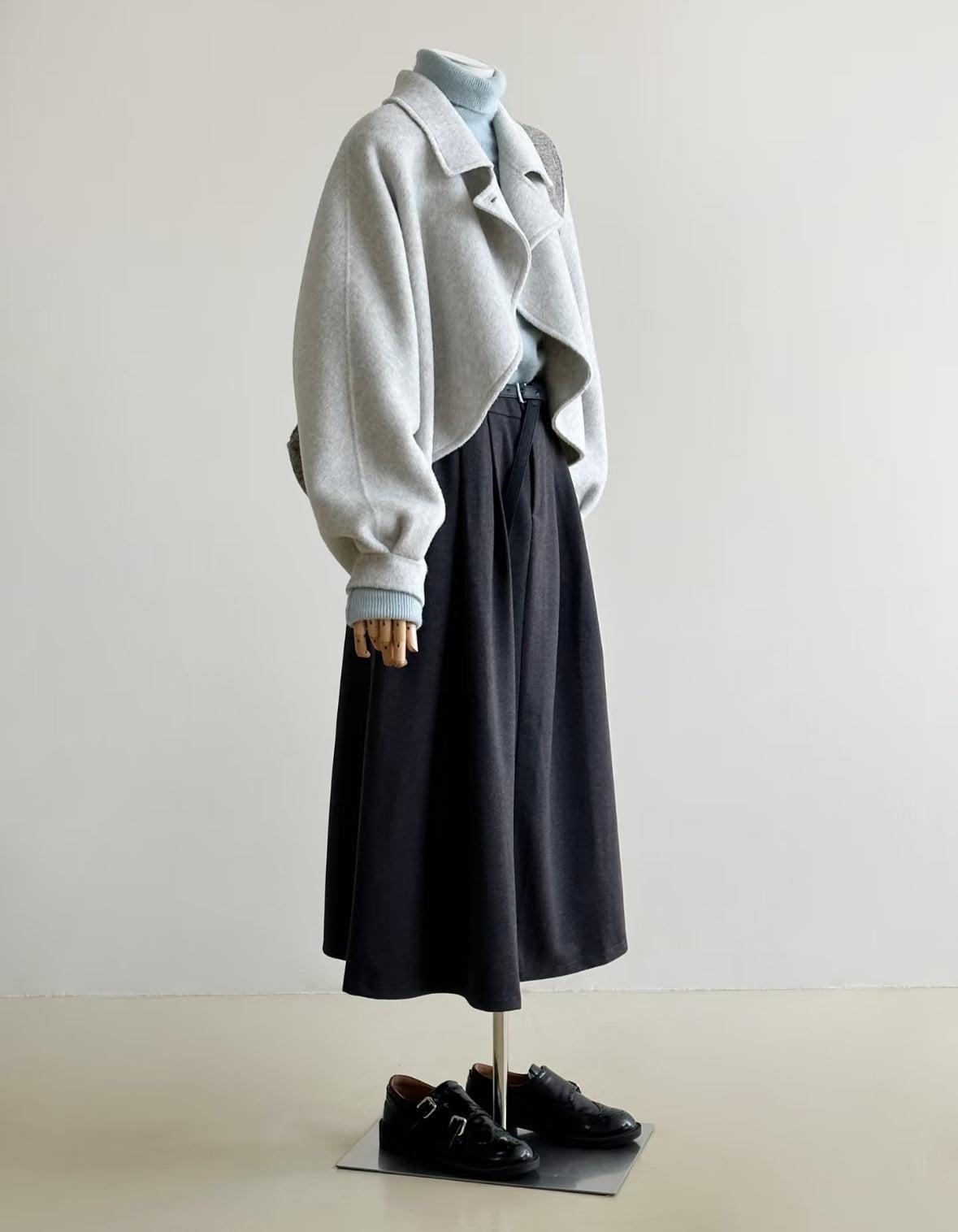 Floral Short Ruffle Wool Jacket