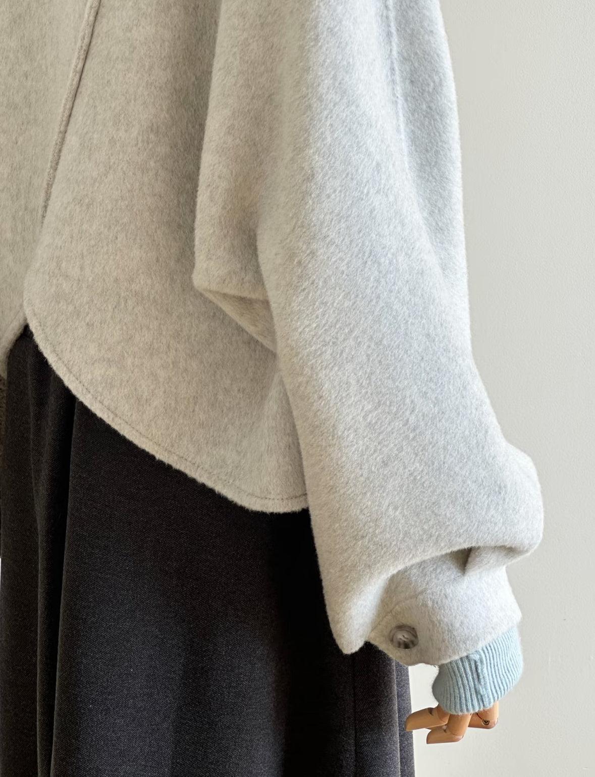 Floral Short Ruffle Wool Jacket