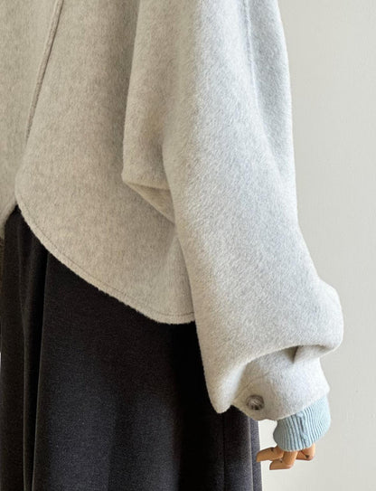 Floral Short Ruffle Wool Jacket