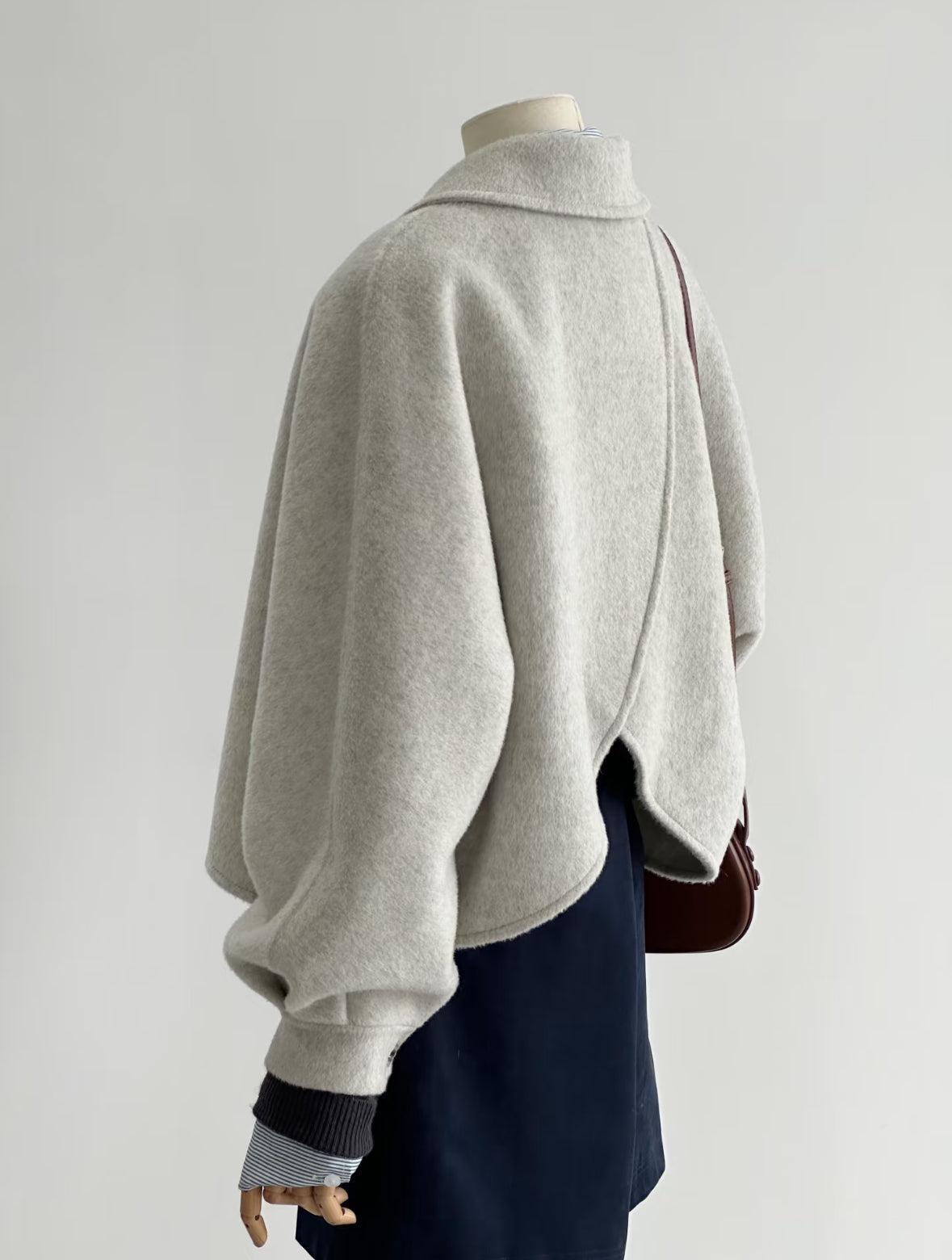 Floral Short Ruffle Wool Jacket