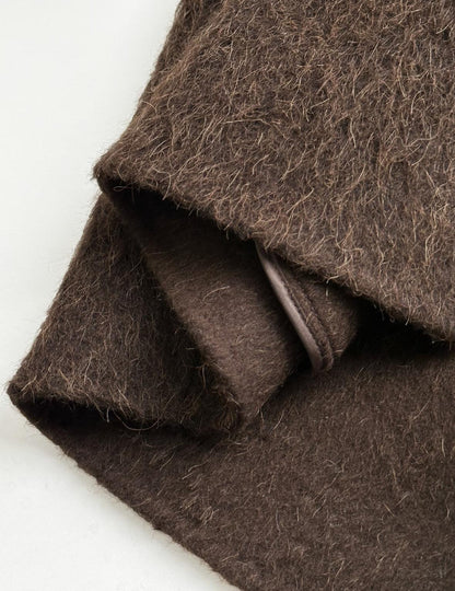 Floral Short Ruffle Wool Jacket - Brown