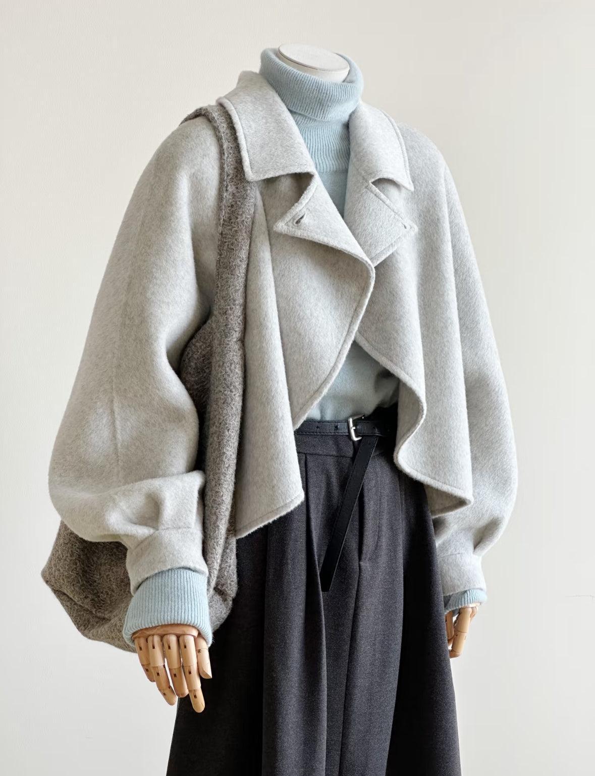 Floral Short Ruffle Wool Jacket