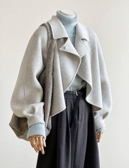 Floral Short Ruffle Wool Jacket