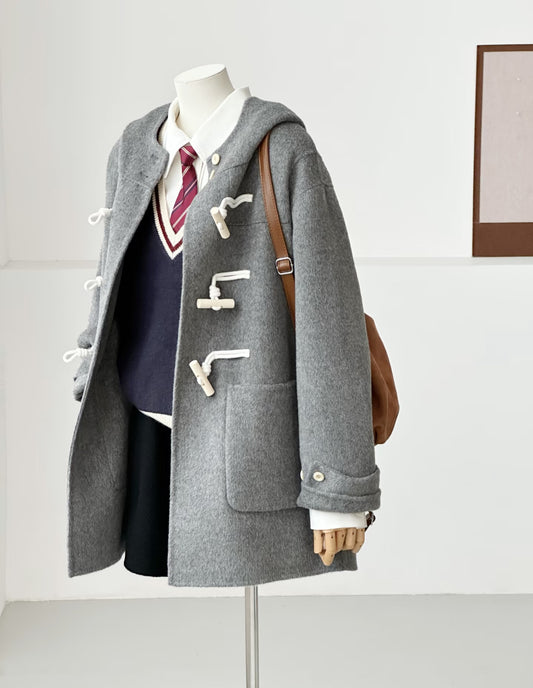 Fern Hooded Duffle Coat - Gray