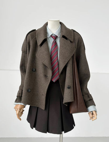 Pre-order ‘Hazel’ Brown Wool Cashmere Short Jacket