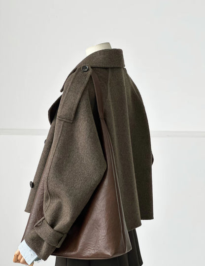 Pre-order ‘Hazel’ Brown Wool Cashmere Short Jacket