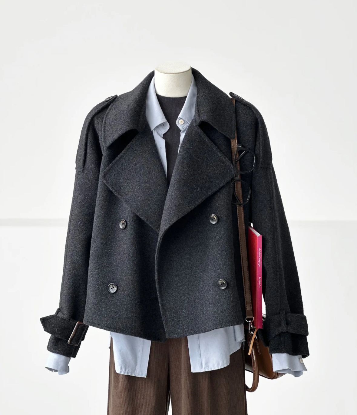 Dark Gray Wool Cashmere Short Women Jacket