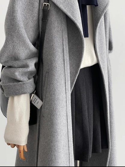 Pre-order Elegant Wool & Cashmere Gray Trench Coat