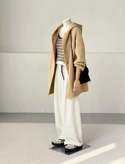 Sera Hooded Wool Jacket - Mustard