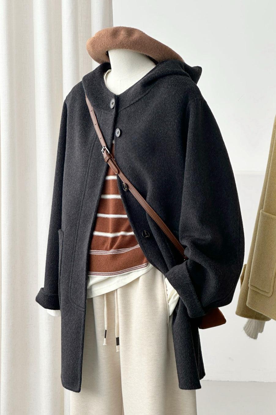 Sera Mid-Length Hooded Wool Jacket - 5 colors