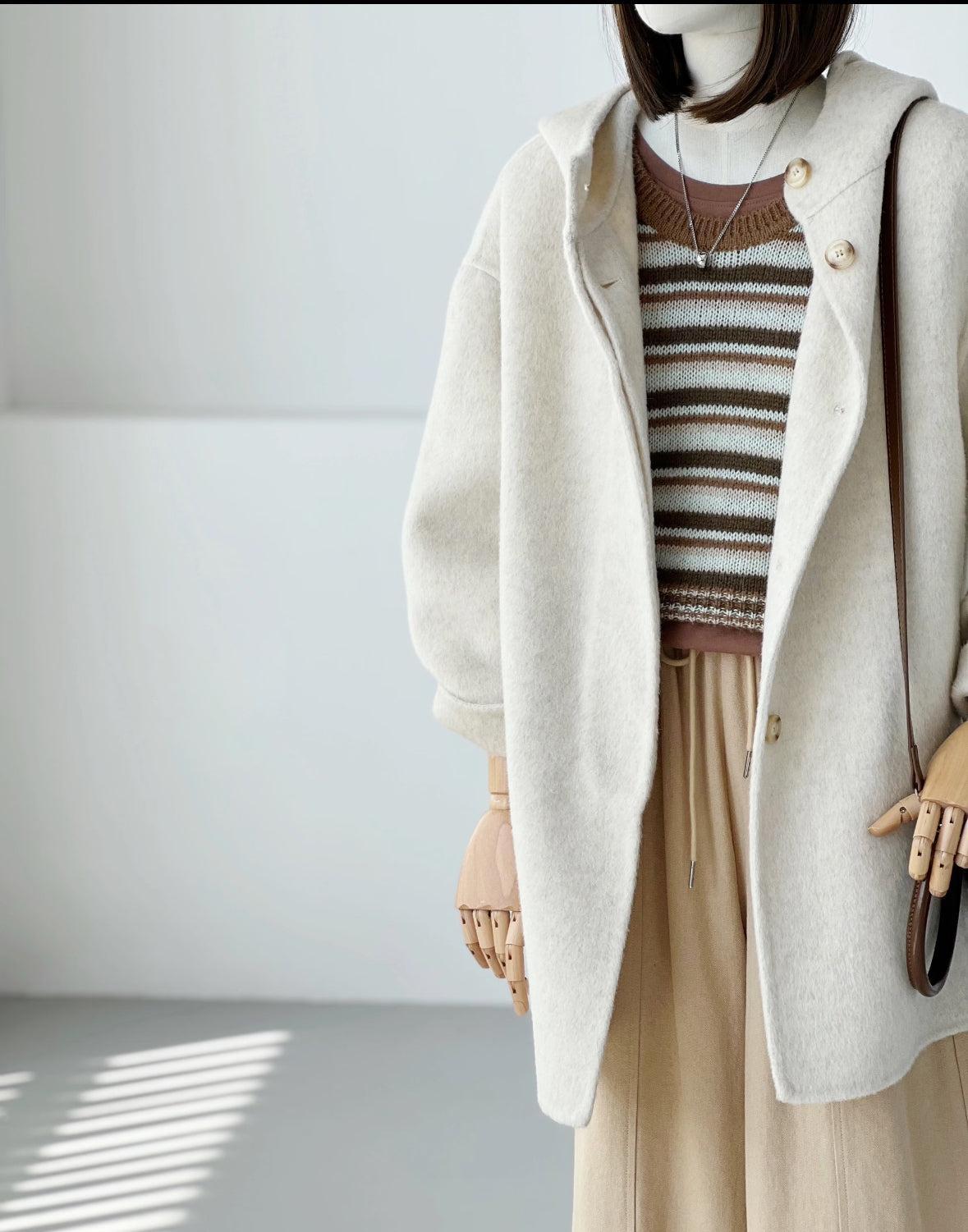 Sera Mid-Length Hooded Wool Jacket - 5 colors