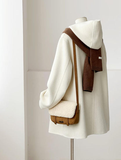 Sera Mid-Length Wool Hooded Jacket - White
