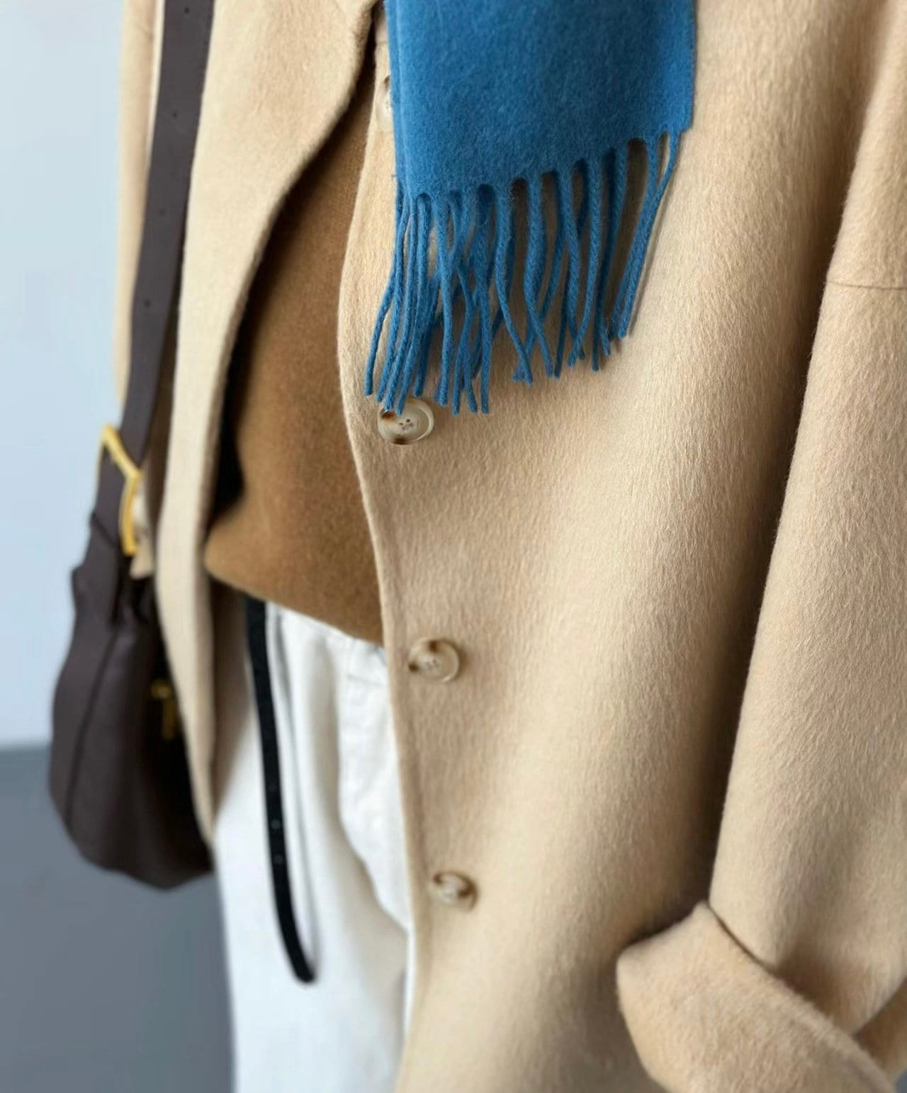 Premium Double Faced Light Yellow Hooded Wool Coat